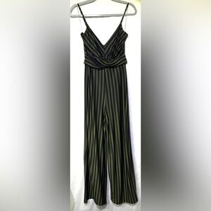Haute Monde Striped Sleeveless V-Neck Jumpsuit Womens (Size M)